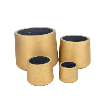 Luxe Gold Round Concrete Planters - Indoor / Outdoor Pot or Set of 4