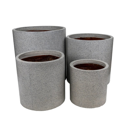 Luxe Concrete Grey Round Terrazzo Planters - Large Set / Individual Pots