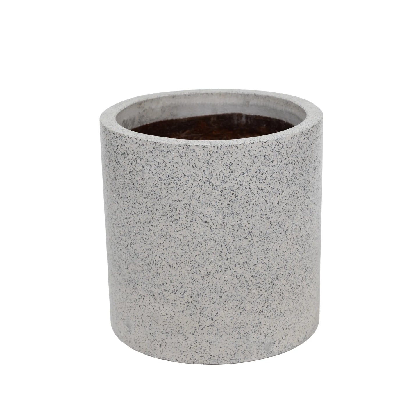 Luxe Concrete Grey Round Terrazzo Planters - Large Set / Individual Pots