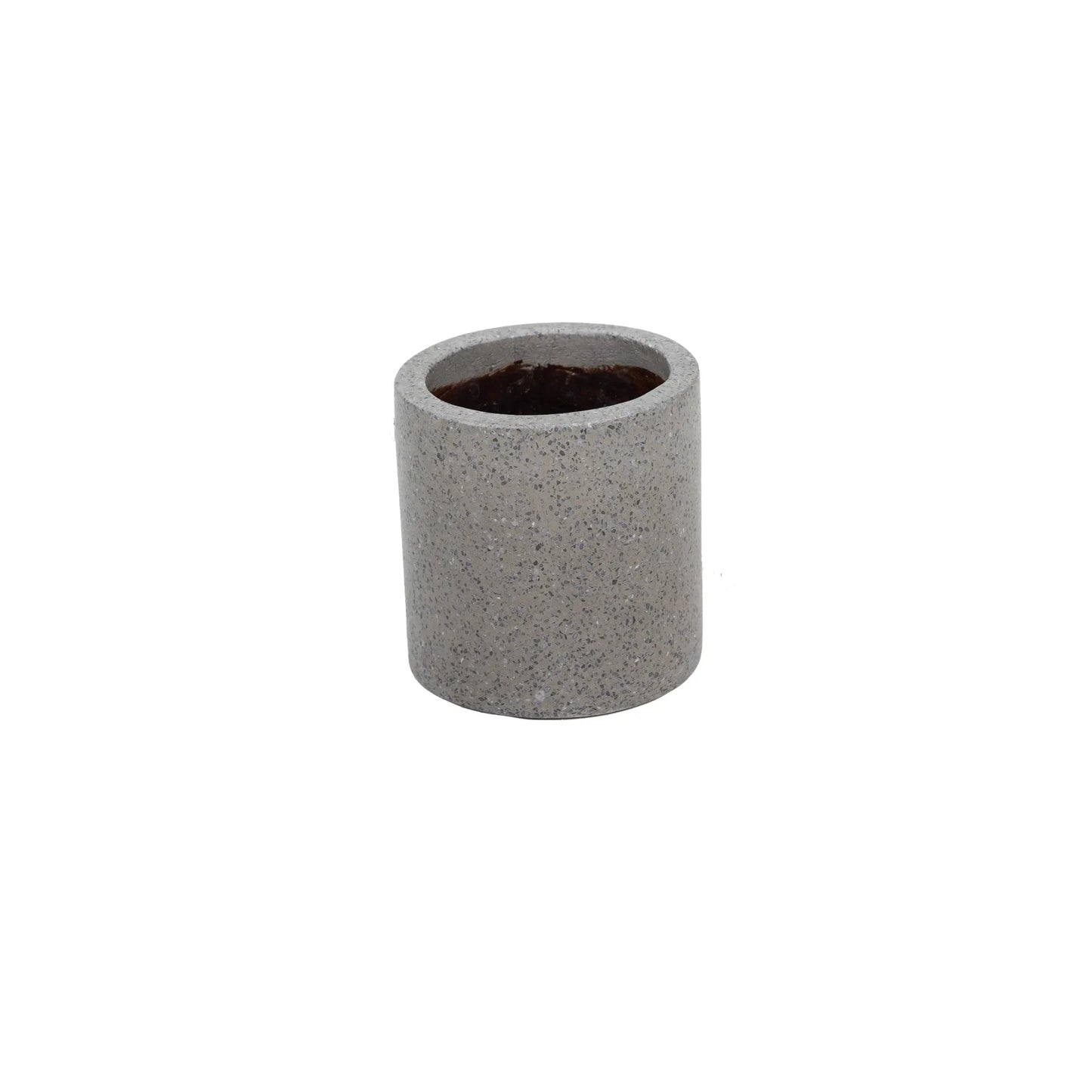 Luxe Concrete Grey Round Terrazzo Planters - Large Set / Individual Pots